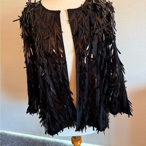 LuLaRoe Black Fringe Open Front Jacket